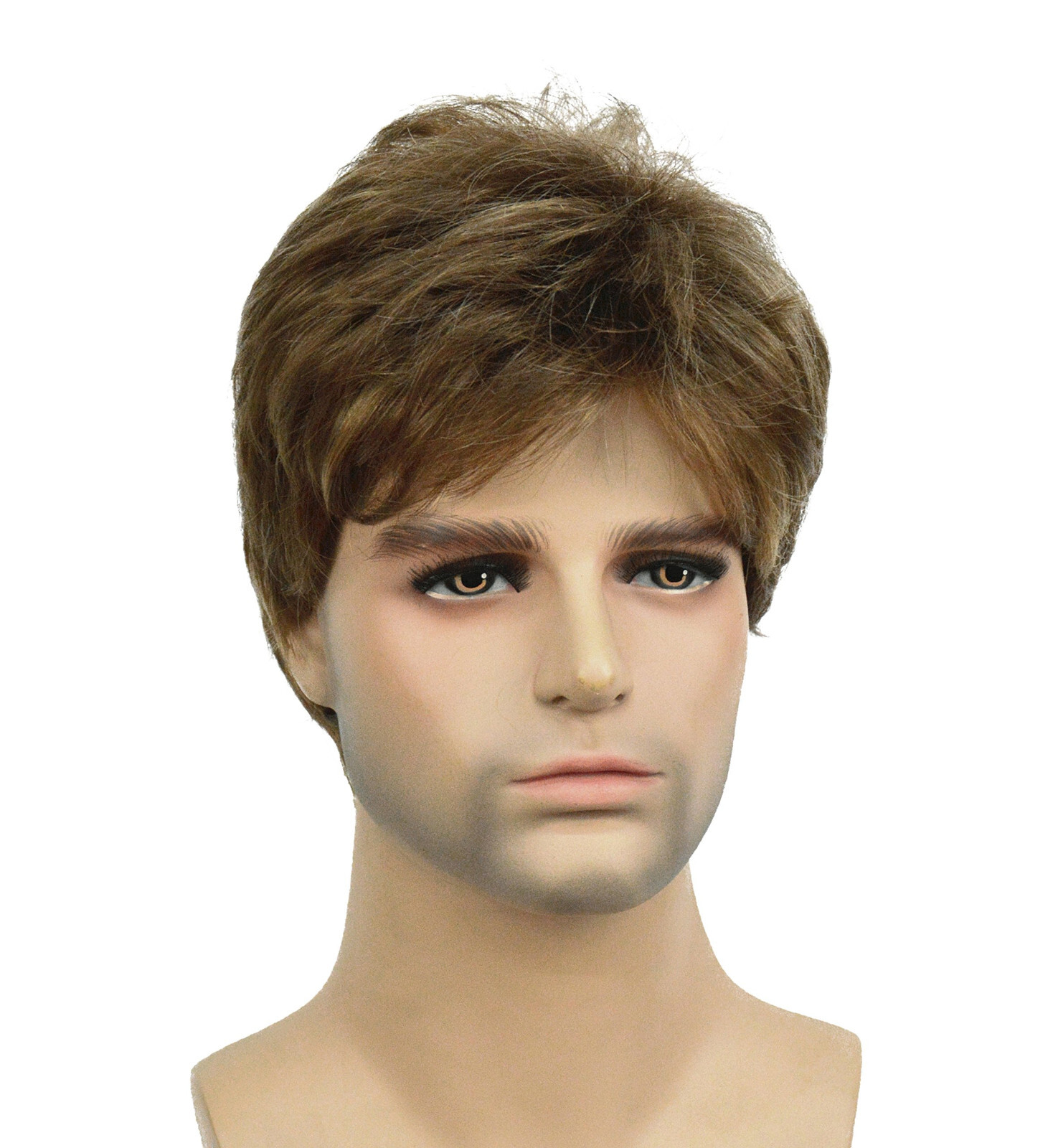 Mens Natural Short Straight Wigs Real Male Full Hair Wig Party Cosplay Toupee