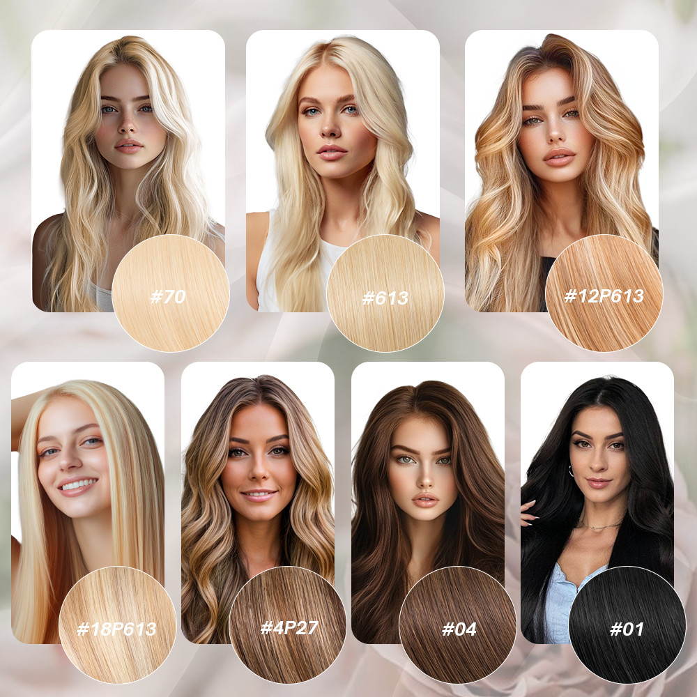 80PCS 200G Tape In Human 100% Remy Hair Extensions Skin Weft Highlight Full Head