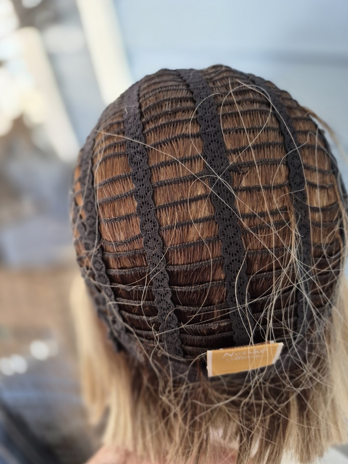 NORIKO Synthetic Short Bob Wig – Open Weft w/Lace Top, Adj. Nape Tabs