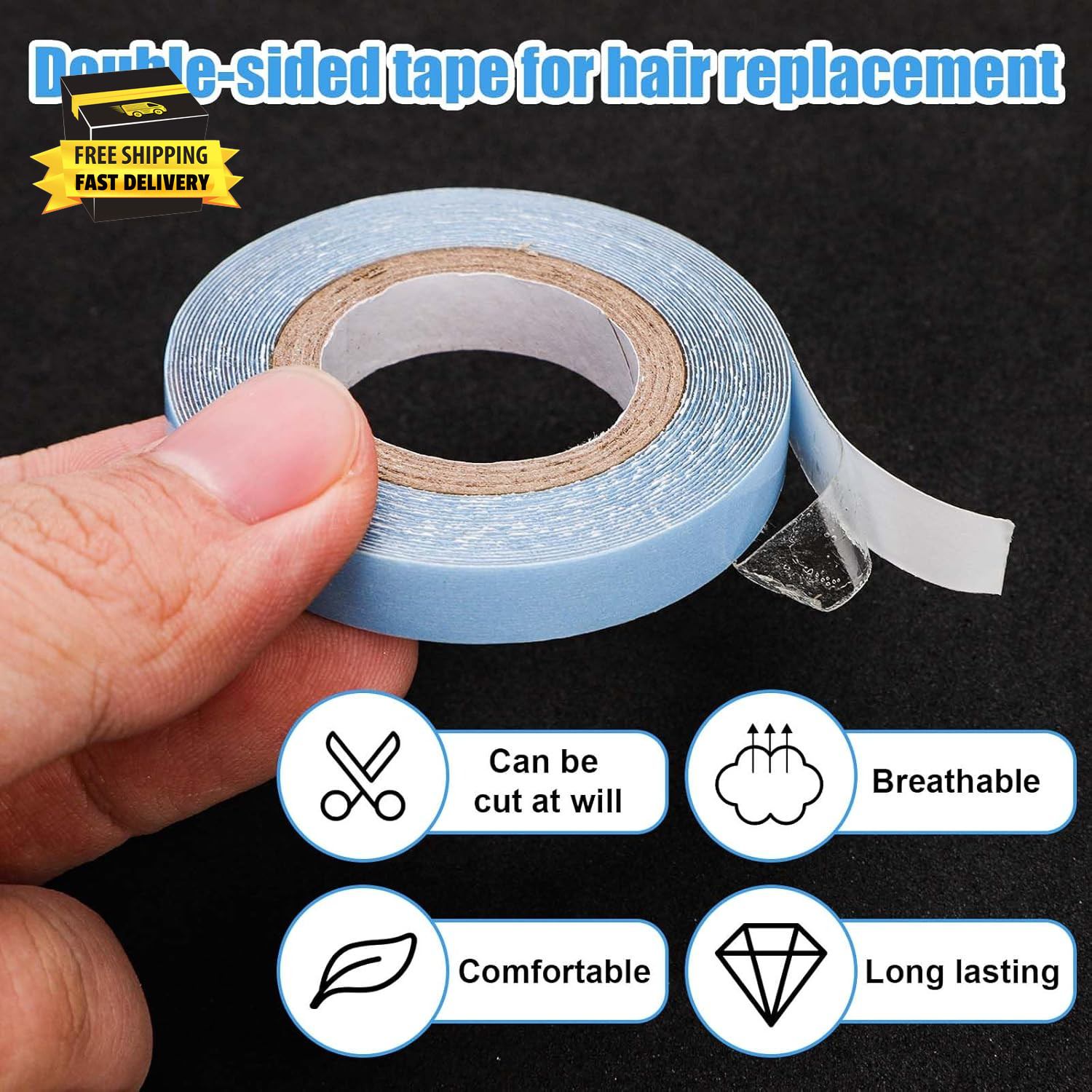 2 Rolls Hair Extension Tape, 9.84 Feet Hair Wig Tape Double Sided Adhesive Tape