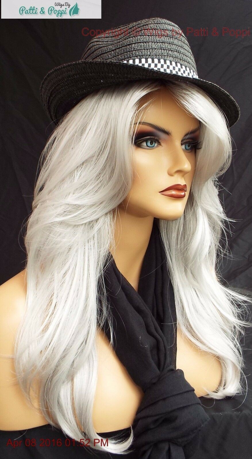“ANGELICA” DESIGNER WIG ☆ #60 WHITE ROOTED ILLUMINA R LONG FLOWING WAVES SEXY