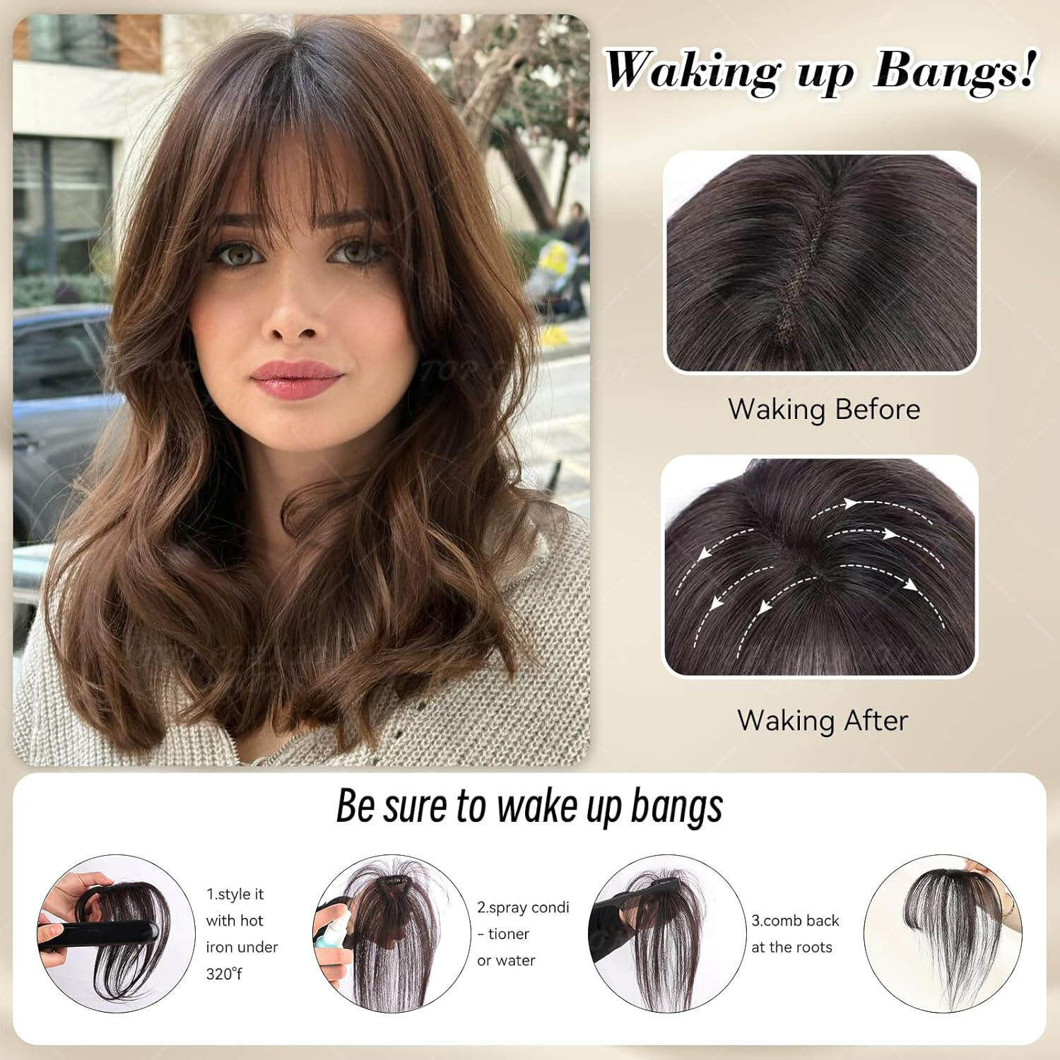 3D Wispy Bangs Fringe 100% Remy Human Hair Extensions Topper Clip in Hairpiece
