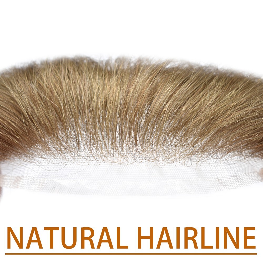 Mens Frontal Hairpiece Full French Lace Forehead Hairline for Receding Hairline