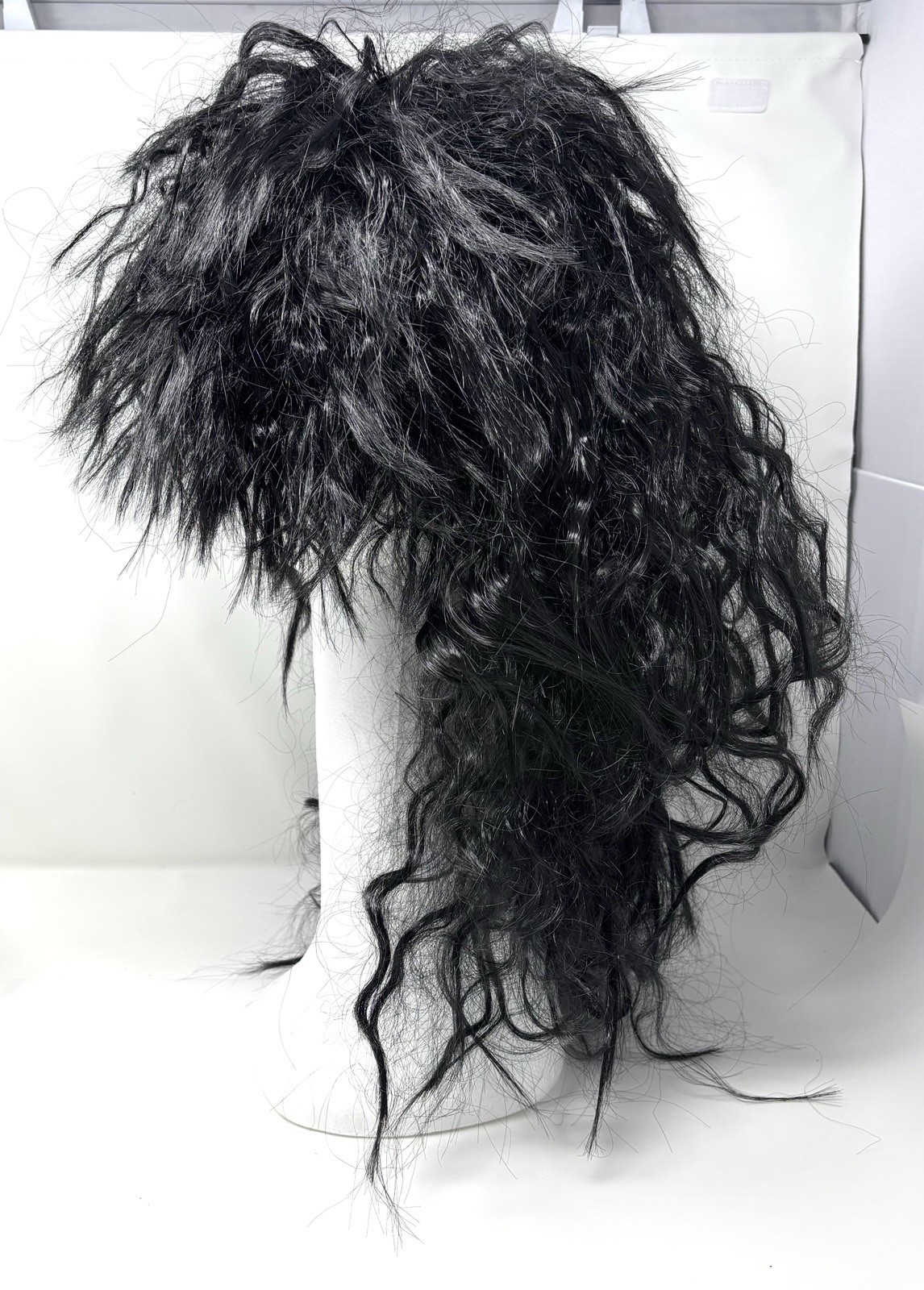 Punk Rock Long Messy Black Heavy Metal Hair Band Wig for 70’s 80’s Cosplay