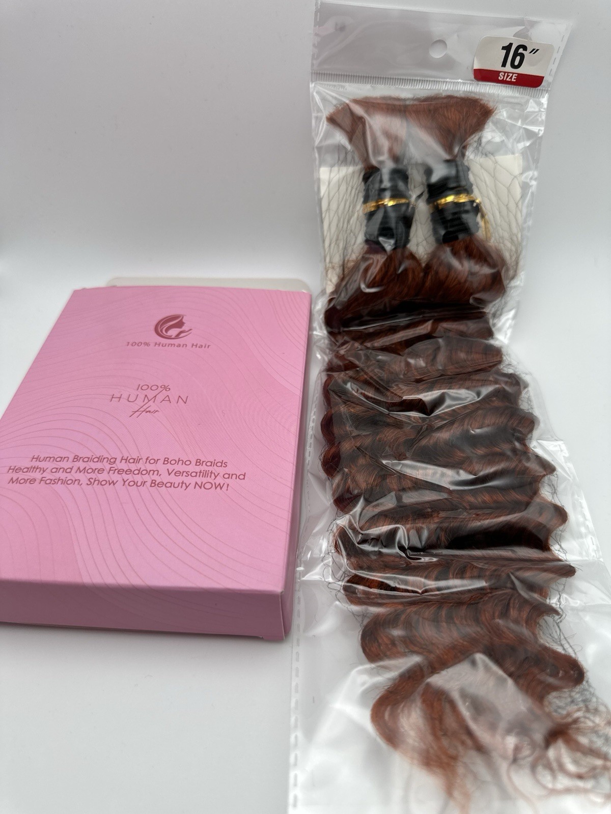 Human braiding Hair For boho Braids, 16 Inches, ginger #350 – NEW In Package