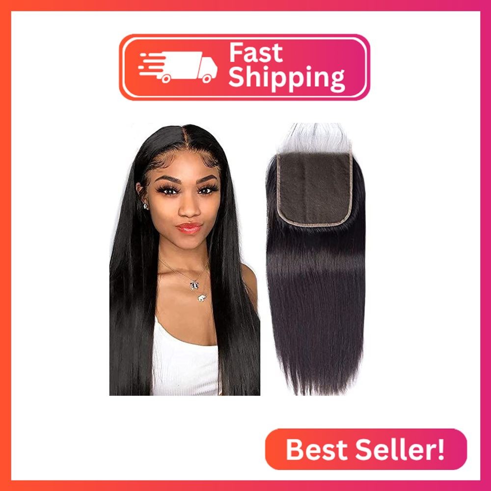 DMS Human Hair Straight Lace Closure 4×4 Free Part – 100% Unprocessed Natural Co
