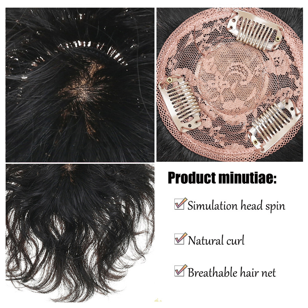 Short Wavy Curly Hair Wiglet Topper Human Hair Replacement for Women’s Thin Hair