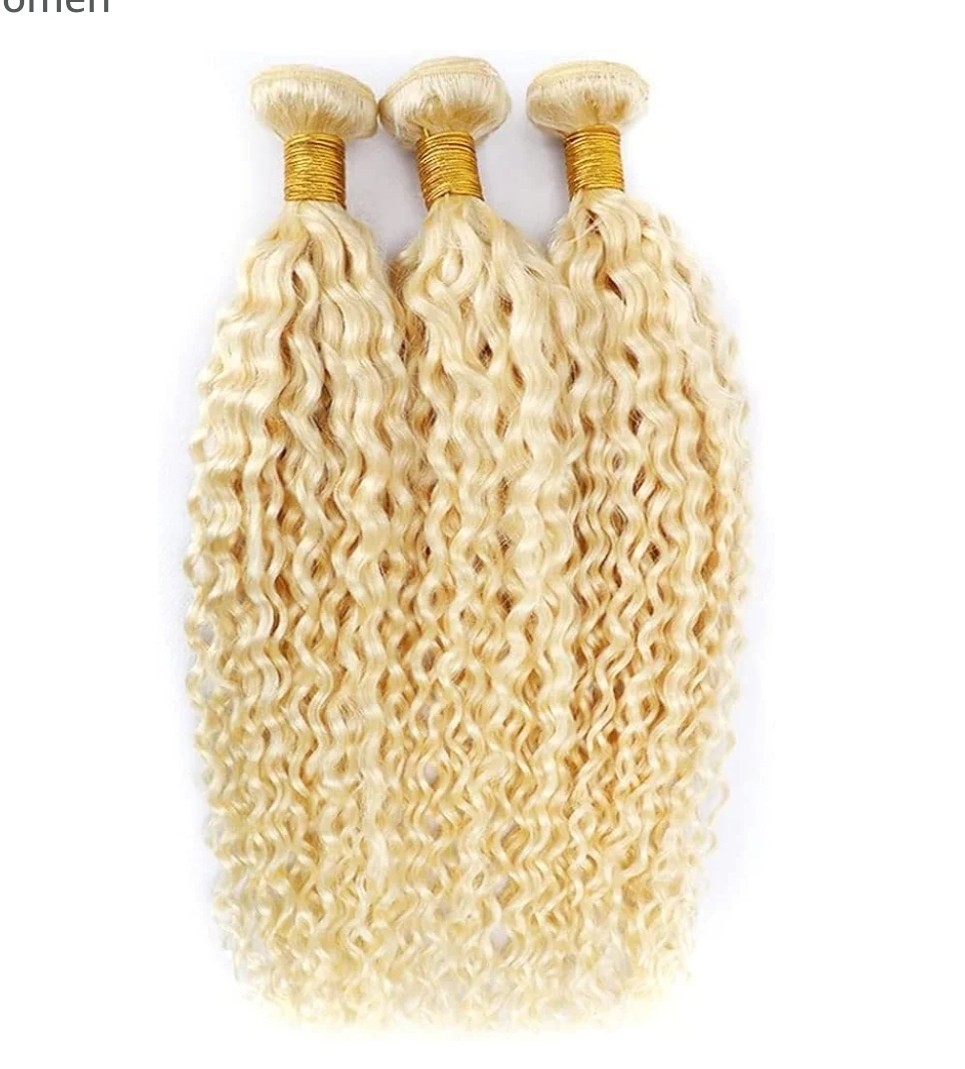 Brazilian Human Hair Bundles 10″ 12″ 14″ Blonde 613 Color Jerry Curly Wave Bundl