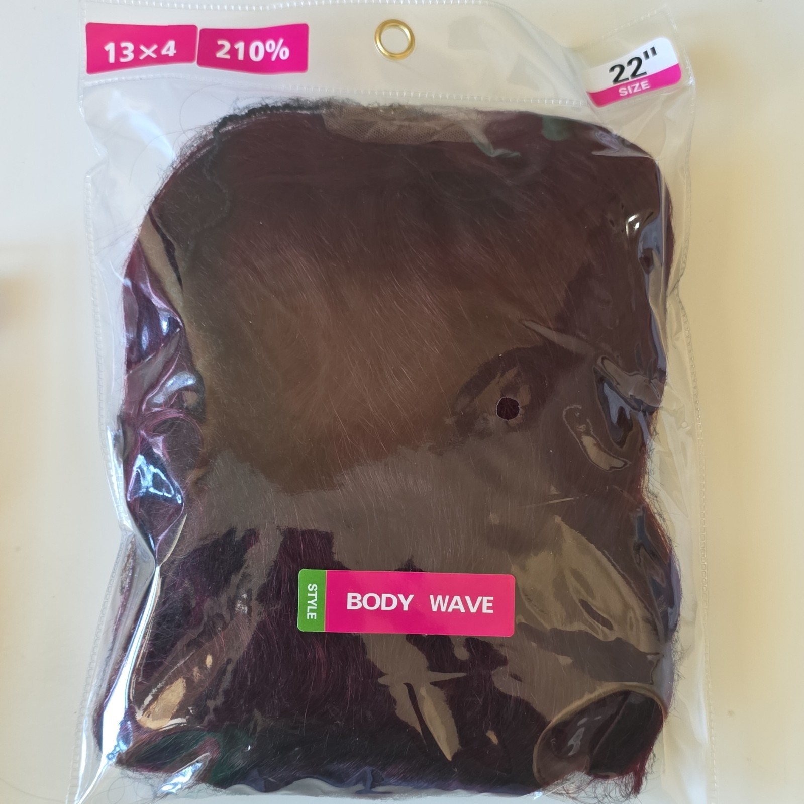 22in Burgundy Red Body Wave Human Hair Wig 13×4 Lace Front 210% Density