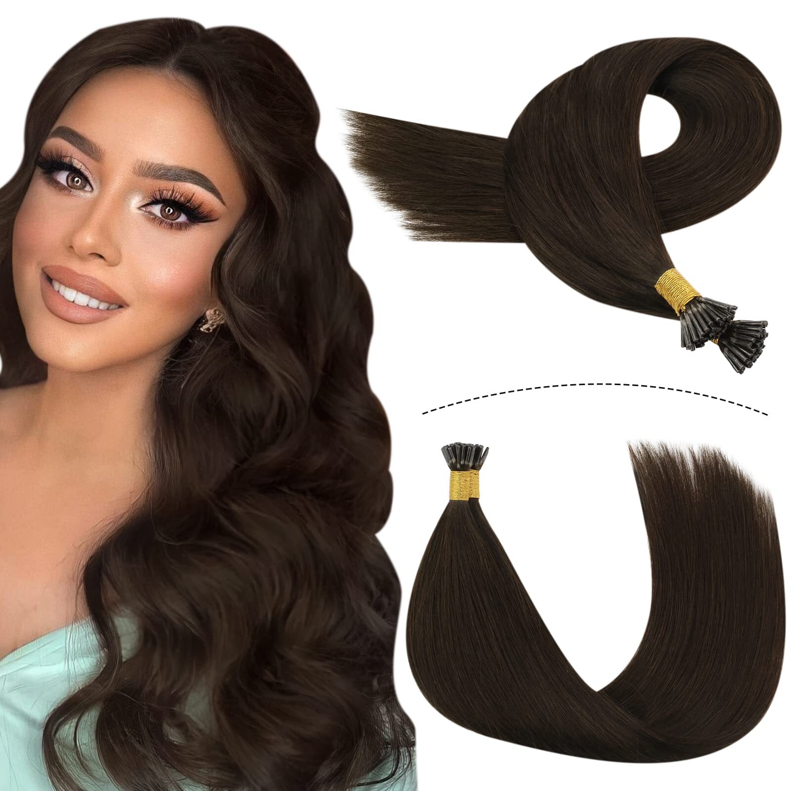 YoungSee Dark Brown I Tip Hair Extensions Human Hair 24 Inch Itip Human Hair …
