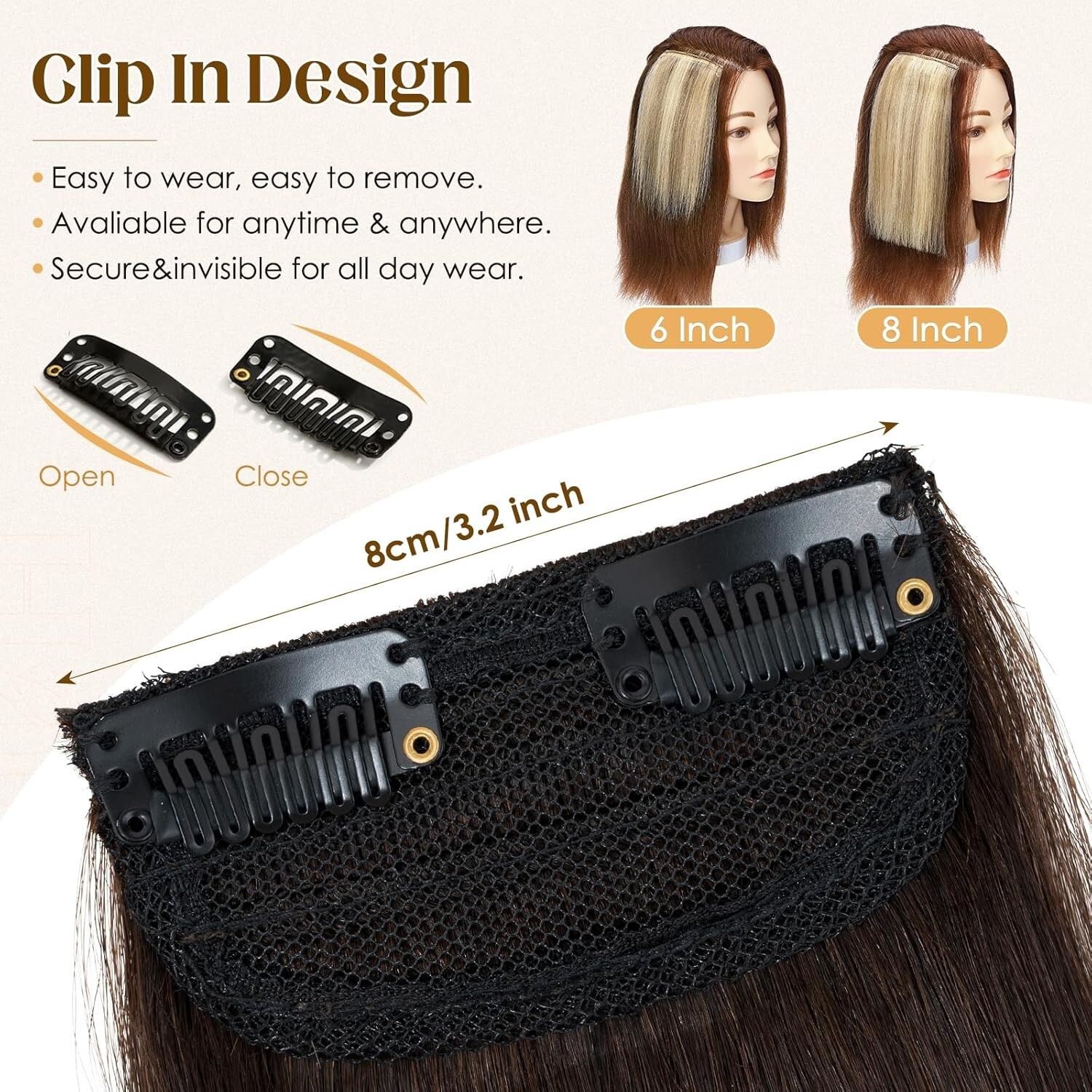 4PCS Invisible Clip In Short Hair Extensions Remy Human Hair #02 Dark Brown