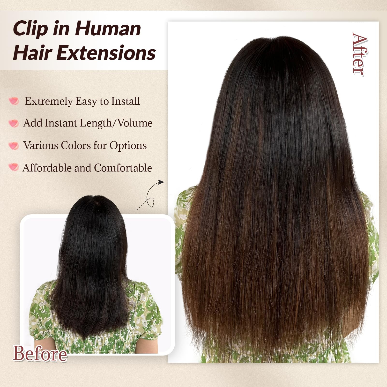 Licoville Balayage Clip In Hair Extensions Human Hair Walnut Ash Brown And