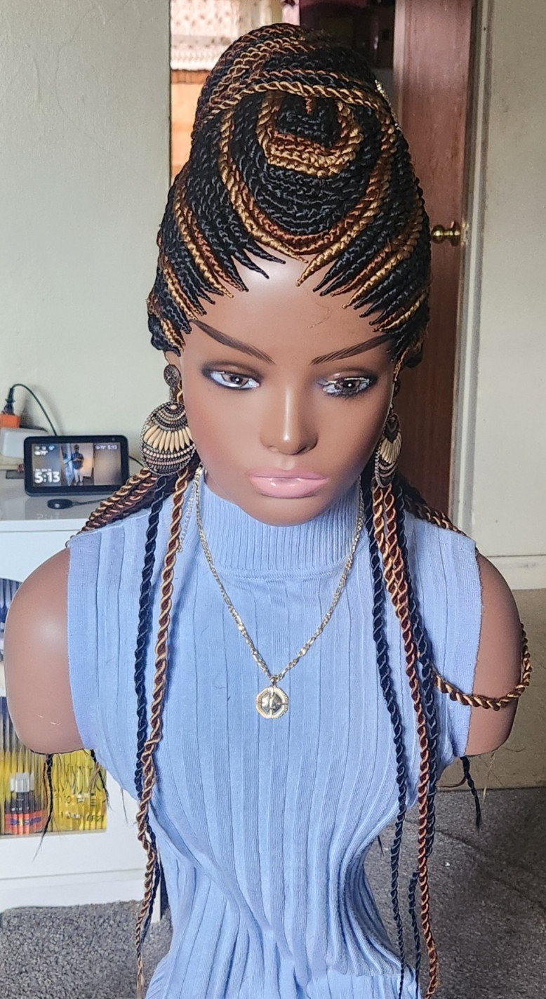 Fully hand braided senegale twist cornrows wig poney bout Multiple colors