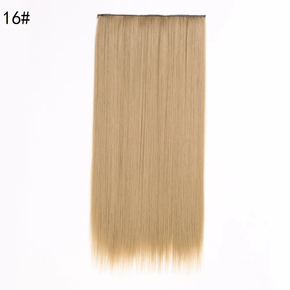 Five-card Clip In Synthetic Long Straight One Piece Hair Extension Seamless Hair
