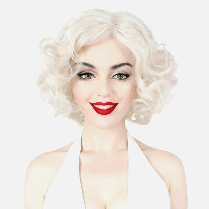 1920s Short Curly Blonde Wig woman synthetic costume hair cosplay actress stage