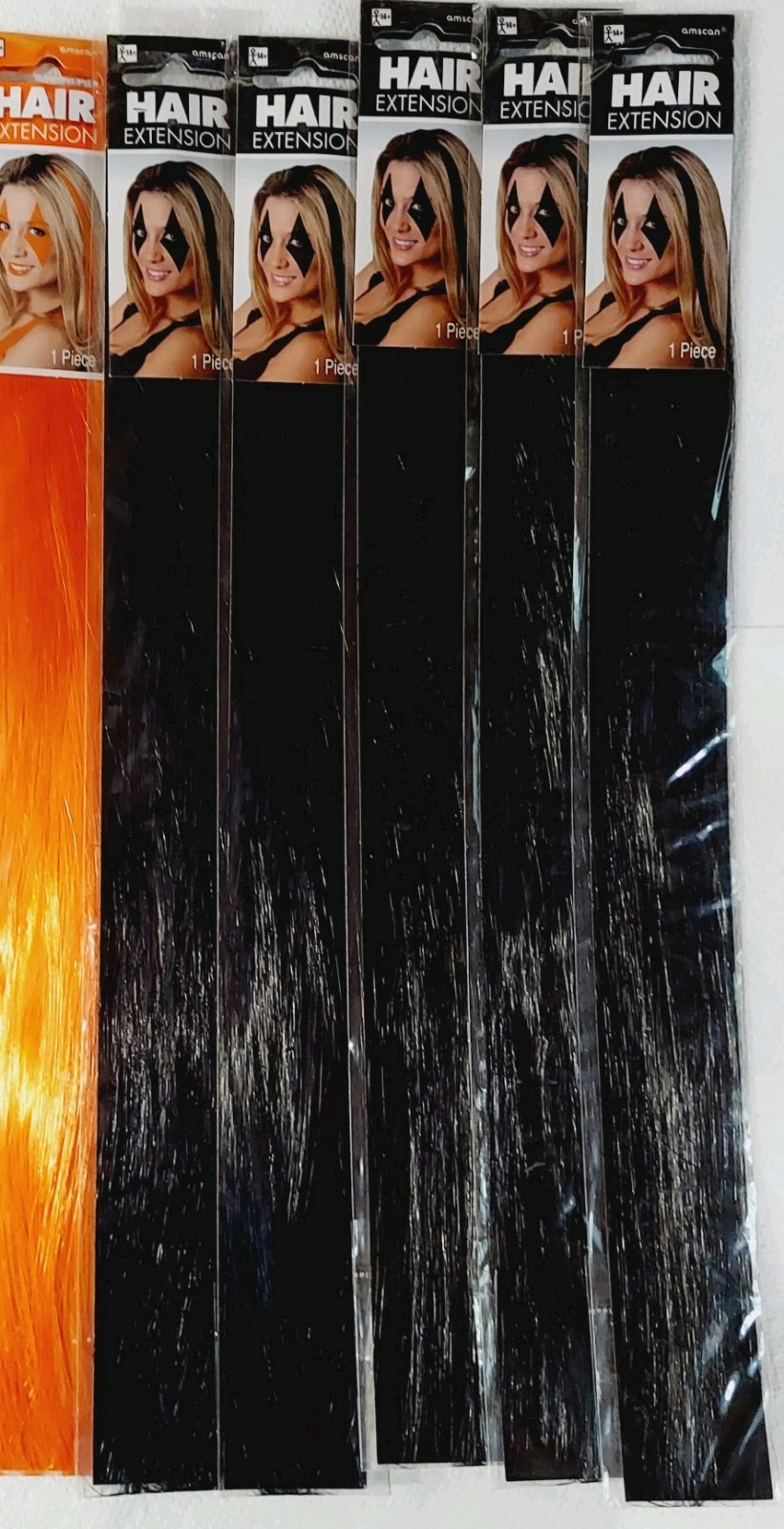 AMSCAN 15″ Hair Extension Lot of 18 Packages White Orange Black