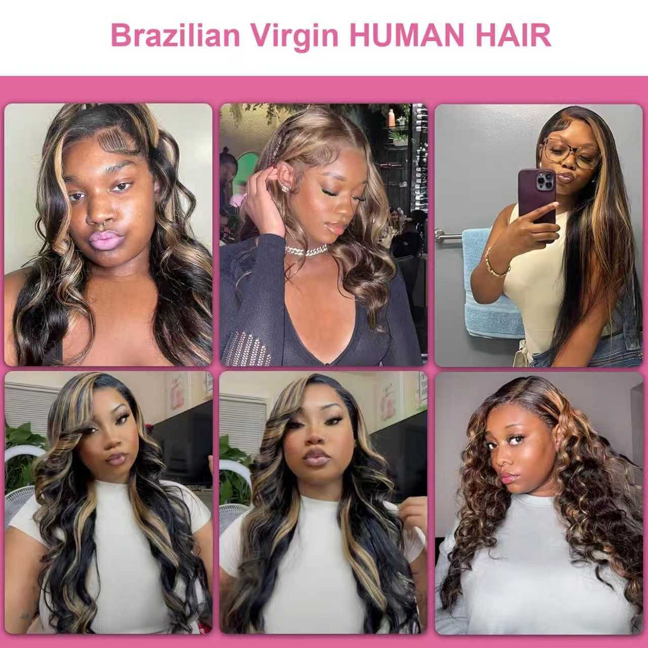 Transparent Lace Wigs Human Hair 13×4 Ombre 1B/30 Body Wave