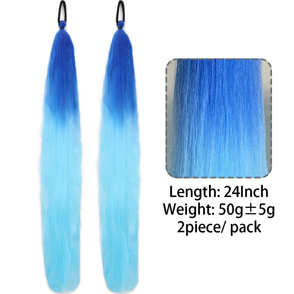2Pcs Synthetic Straight Ponytail Hair Extensions With Elastic Hair Tie