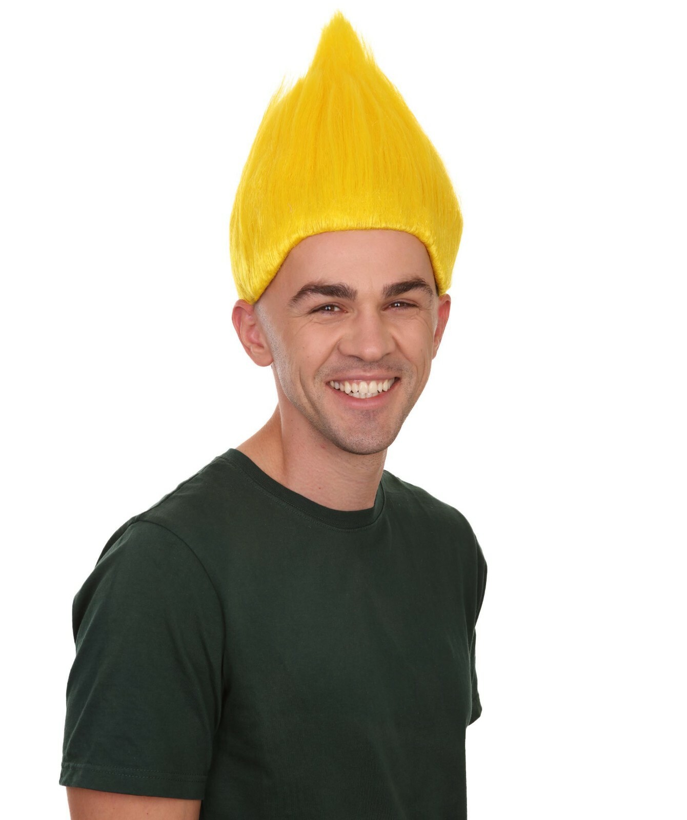 Yellow Straight Wig Cosplay Halloween Party Trolls Neon Hairdo Stand Up,HM-088