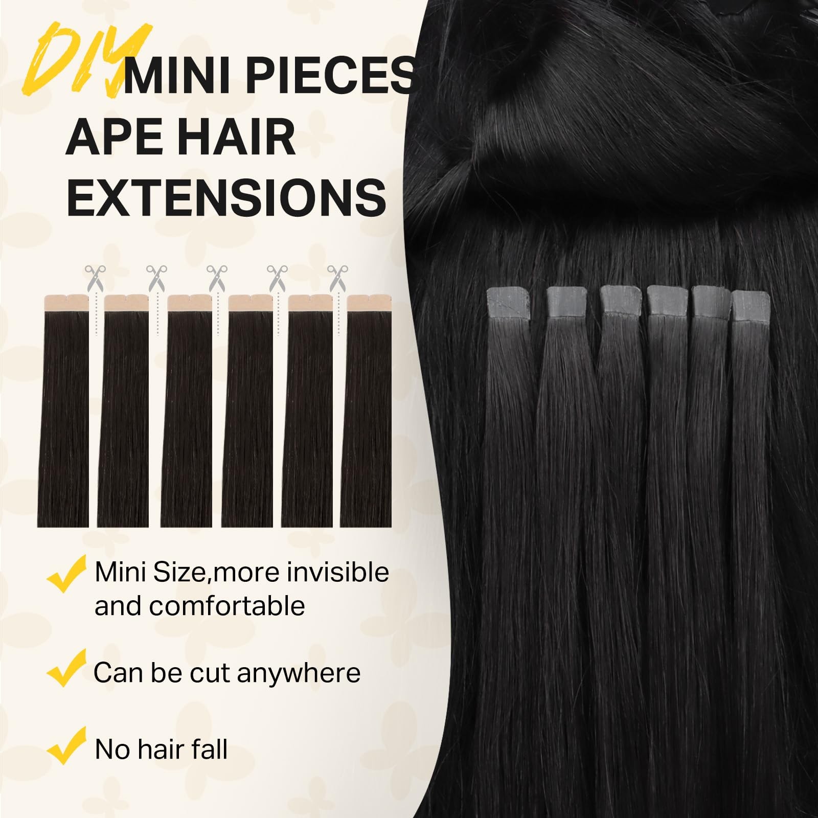 Doores Tape In Hair Extensions 16 Inch 10Pcs 35G Dark Brown Mini Tape Weft