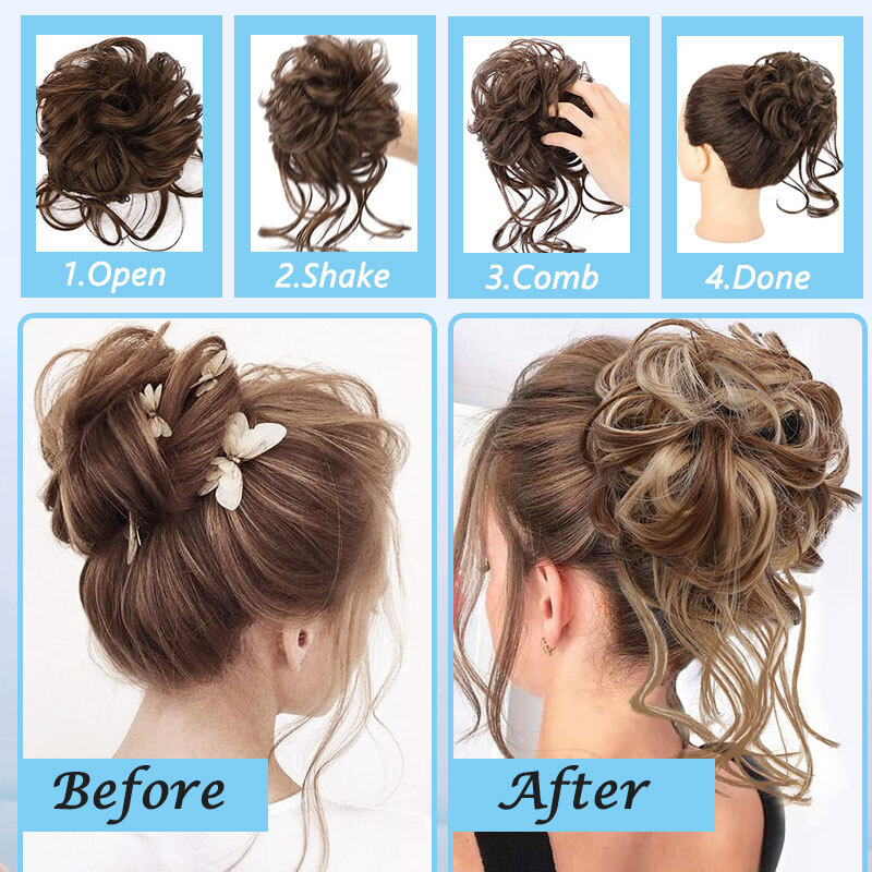 Jaw Claw Clip Large Messy Bun Scrunchie Hair Piece False Updo Hair Extensions US