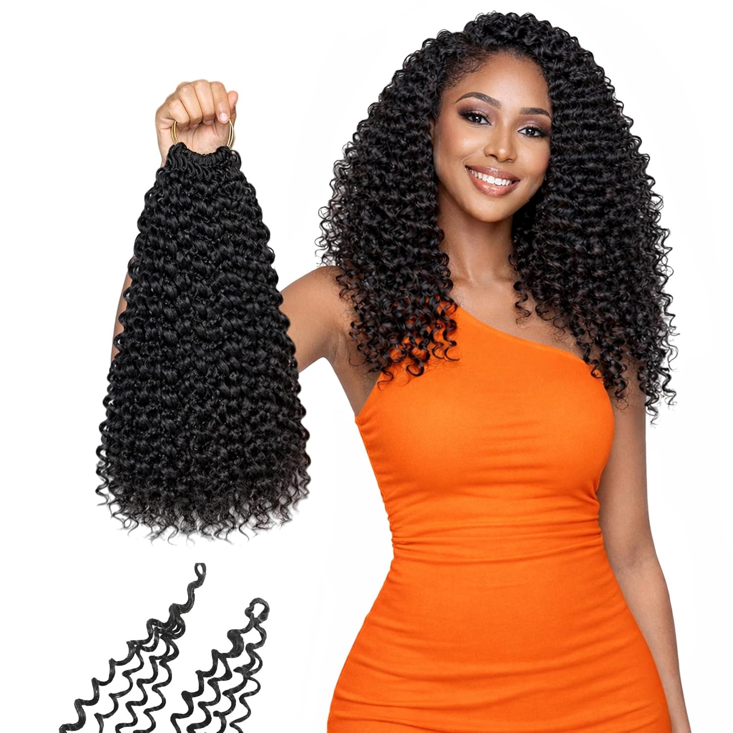 12 Inch Curly Crochet Hair for Black Women Upgraded 4-in-1 Design Pre Looped Gog