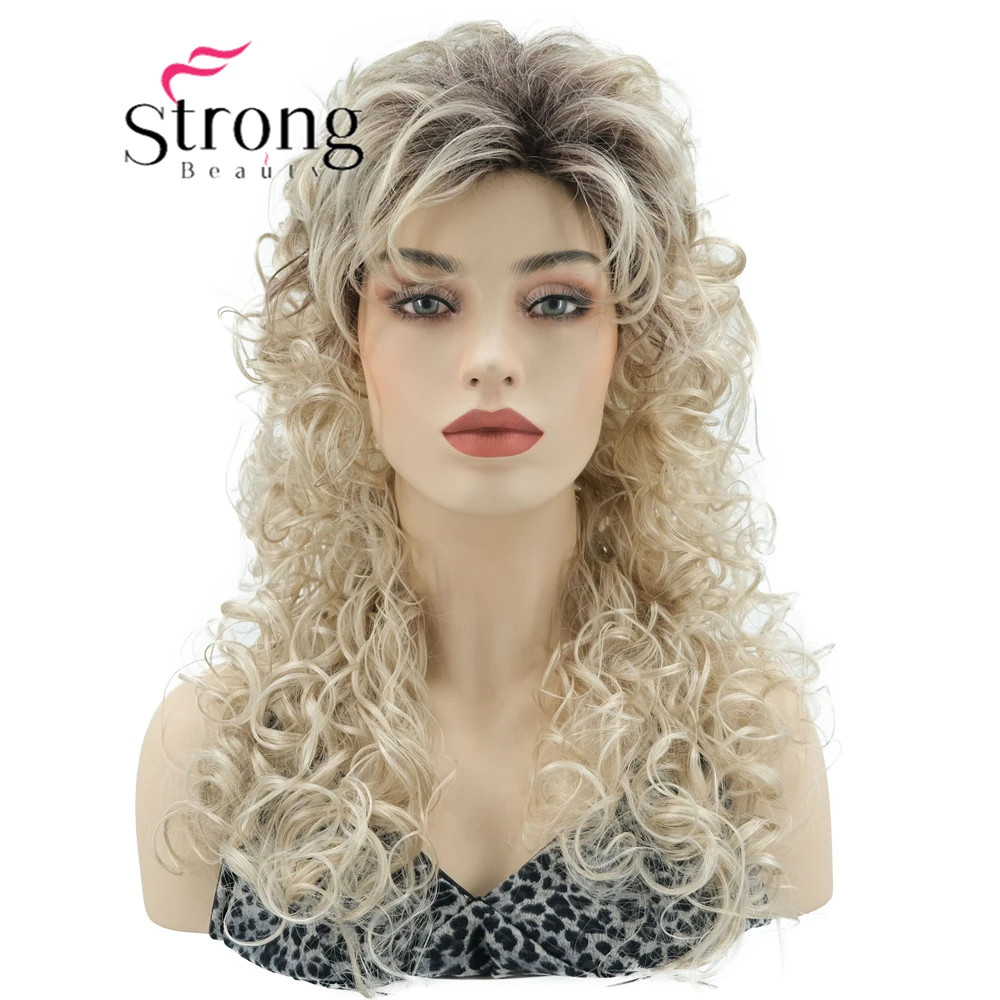 Women Ombre Blonde Brown Curly Wigs None Lace Fashion Blonde Wigs Heat Resistant