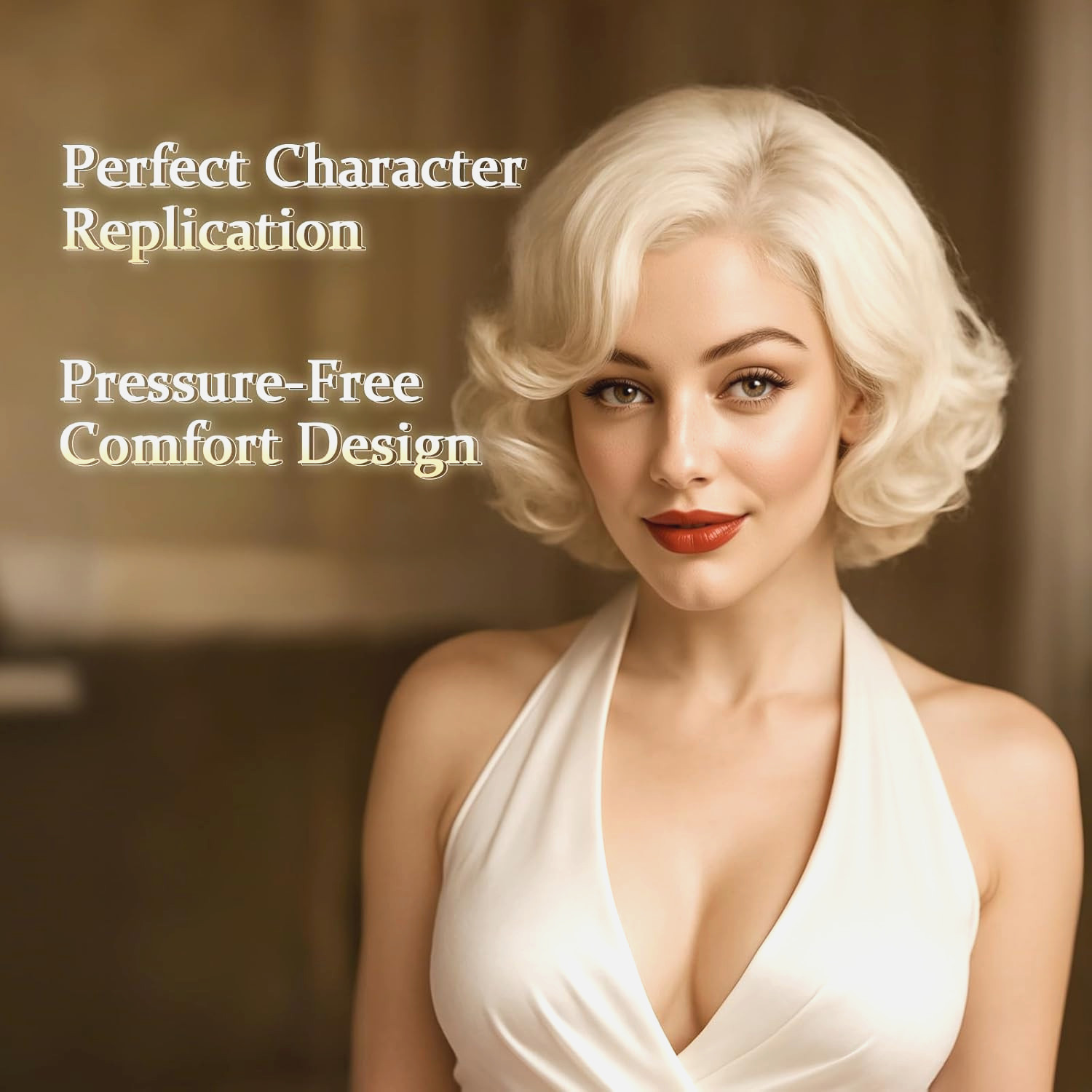 1920s Short Curly Blonde Wig woman synthetic costume hair cosplay actress stage