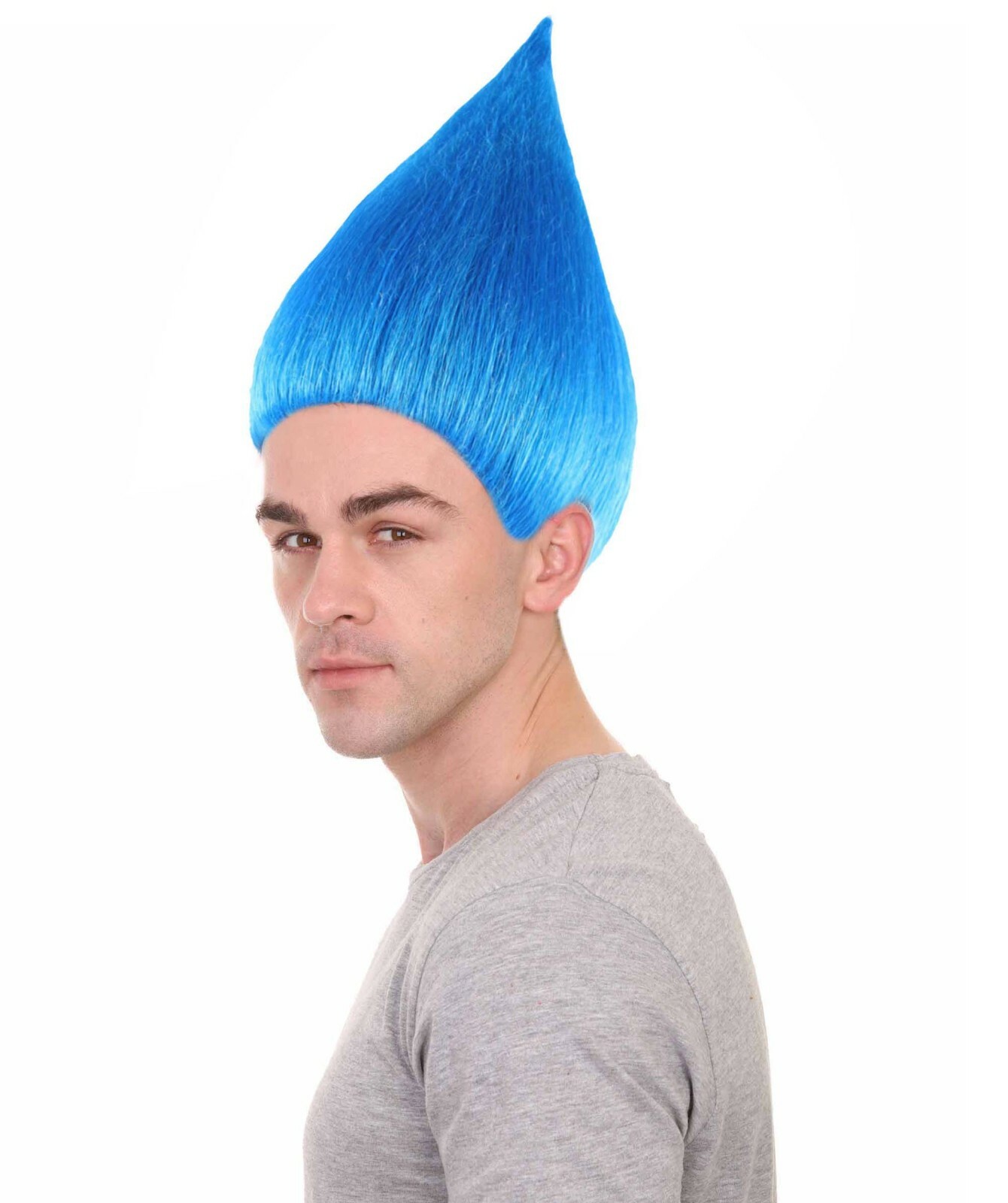 Blue Straight Troll Wig for Men- Synthetic Hair Costume for Halloween & Cosplay