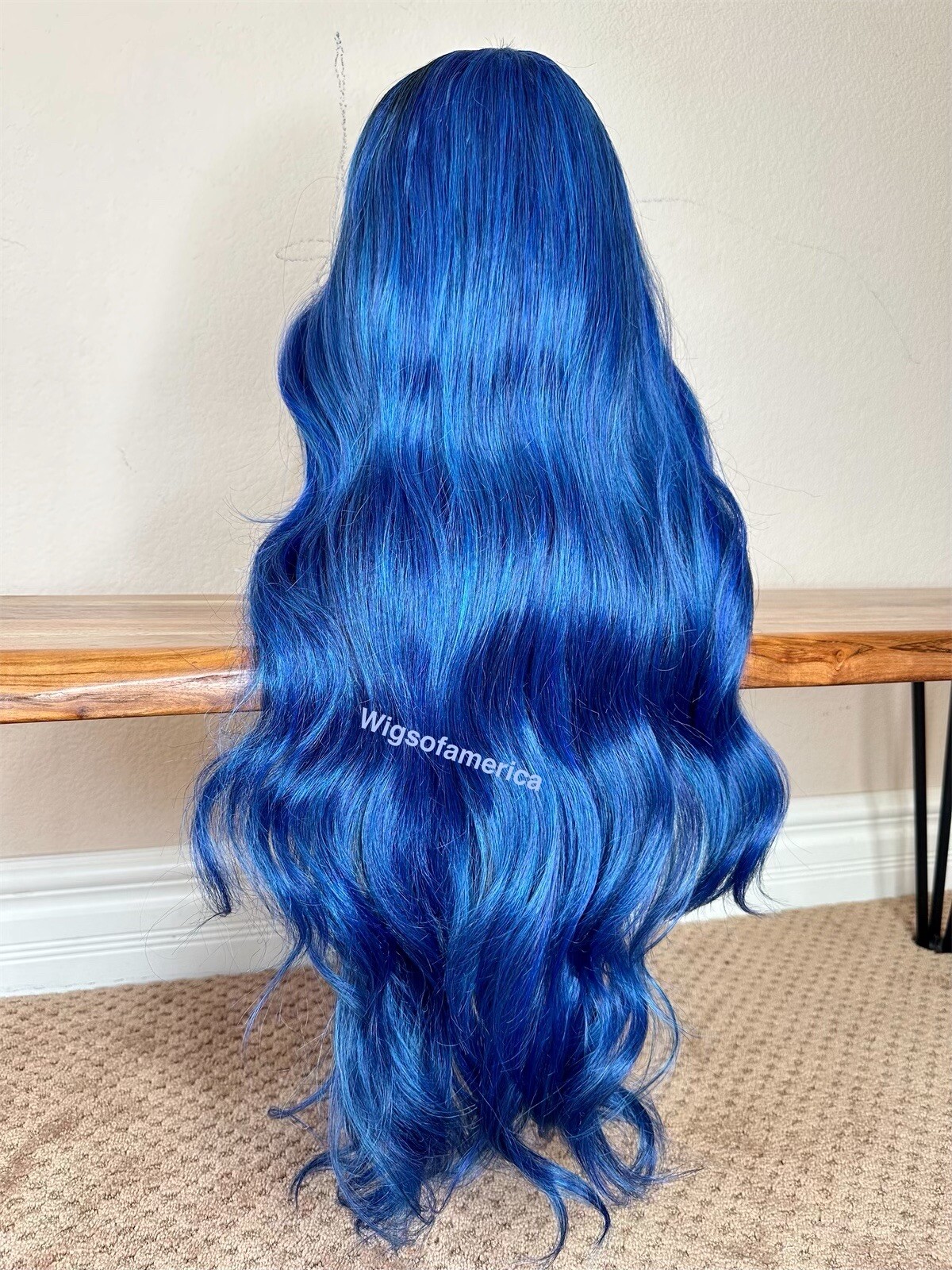 Lace Front Wig Blue Ombré Black Wavy Layered 26 Inch Long Heat Ok