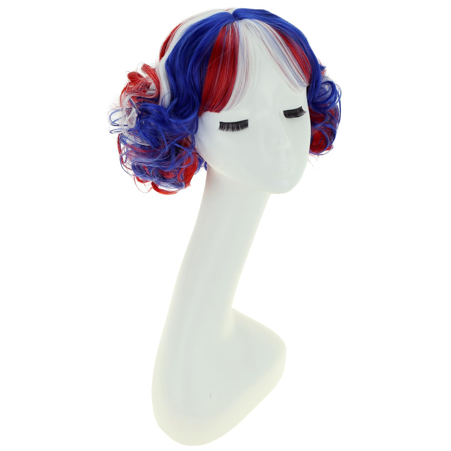 4Th of July Wig Women Girls Red White Blue Short Fluffy Bob Bangs | 4Th of July,