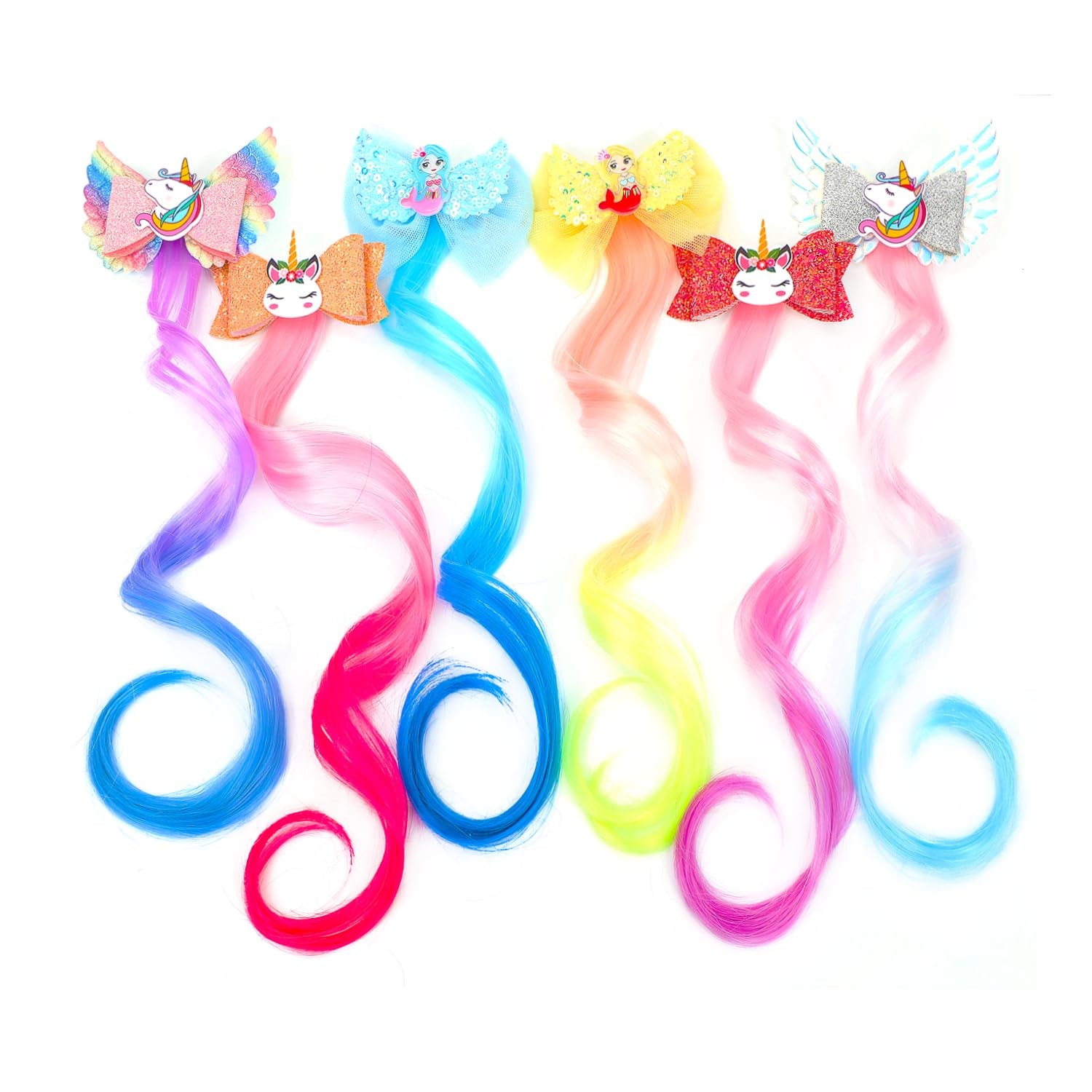 6 Pcs Hair Accessories for Girls,Bows Girls,Unicorn Clips Sparkling