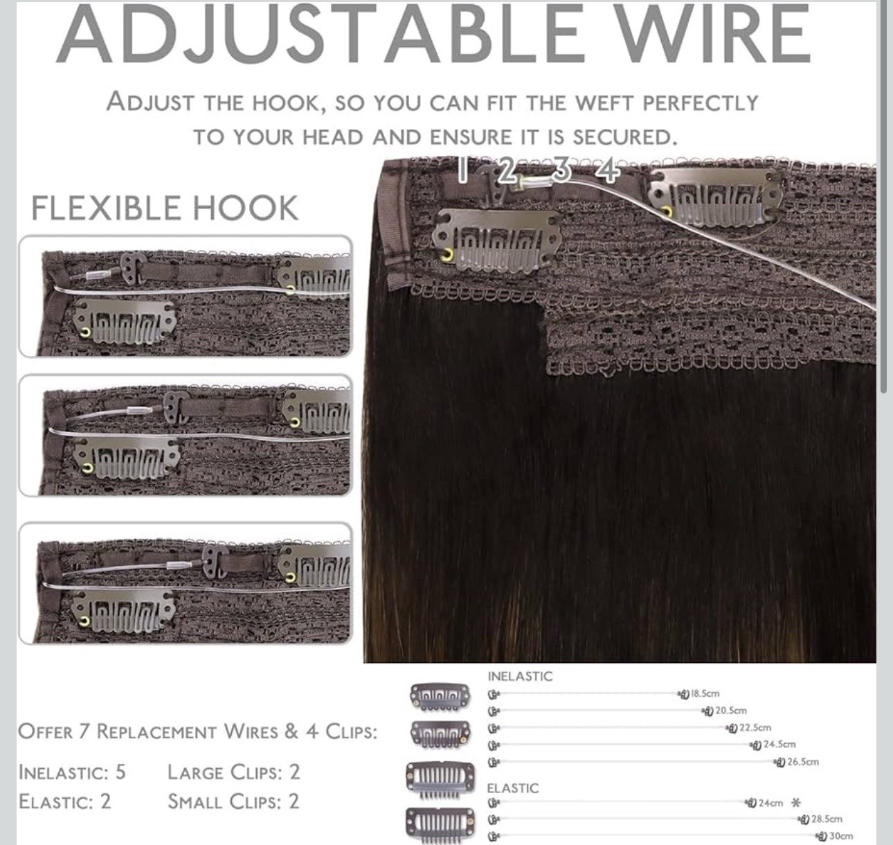 Wennalife Clip in Human Hair #2/6/2 Balayage Dark Brown Mixed Chestnut Brown