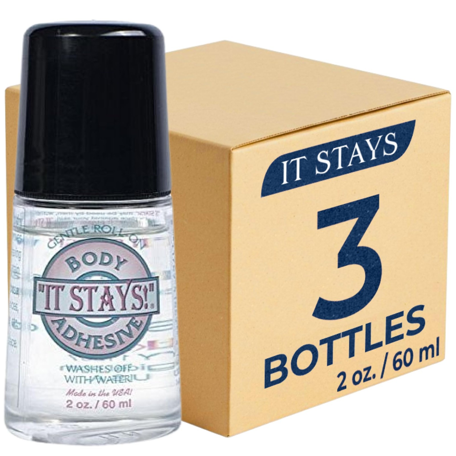 ABSOLUTE SUPPORT It Stays! Roll-On Body Fixative Glue 2 oz Adhesive – Made in US