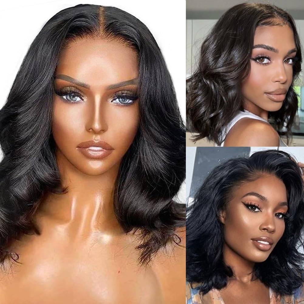 Wear and Go Glueless Wigs Human Hair Pre Plucked Pre Cut 4×4 Body Wave Bob Wig