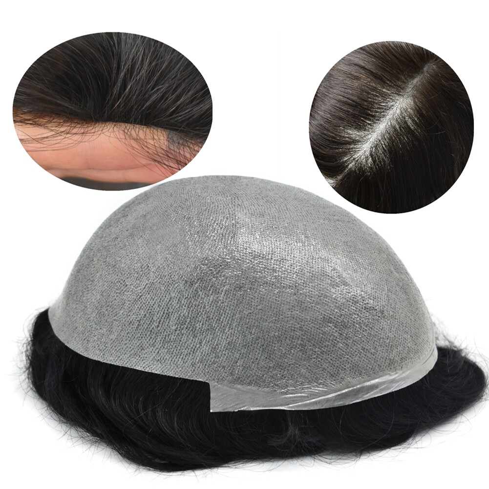 Ultra Thin Skin Mens Toupee Invisible Men Hair Replacement System Poly Hairpiece