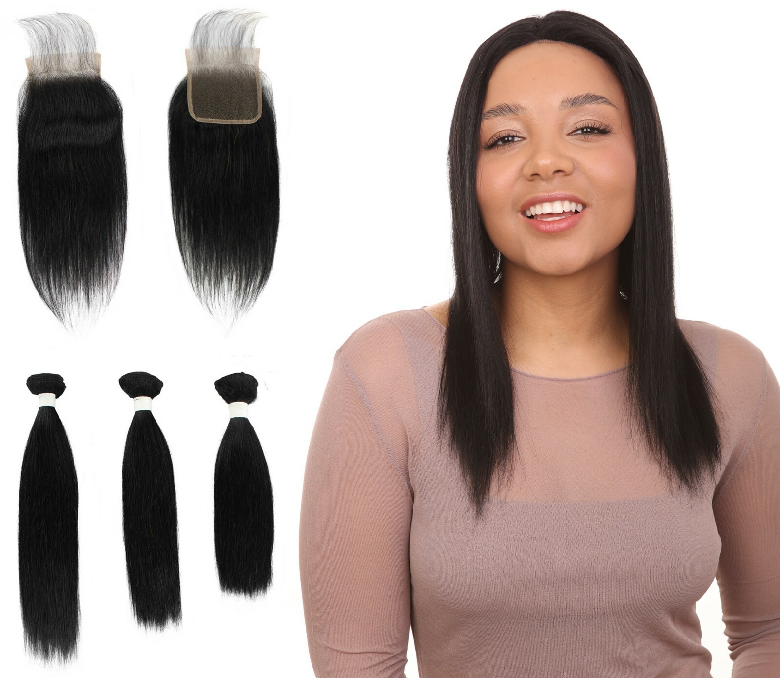 LUXLUXE Rico 100% Human Hair Bundle Free Part 4X4 Hand Tied Swiss Lace Closure