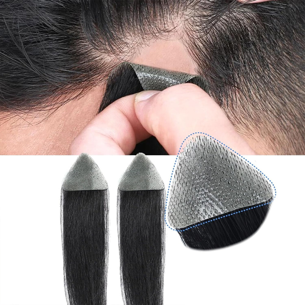 Temple Hair Patches Human Hair Pieces Skin Base Cover-Up Frontal Hairline Toupee