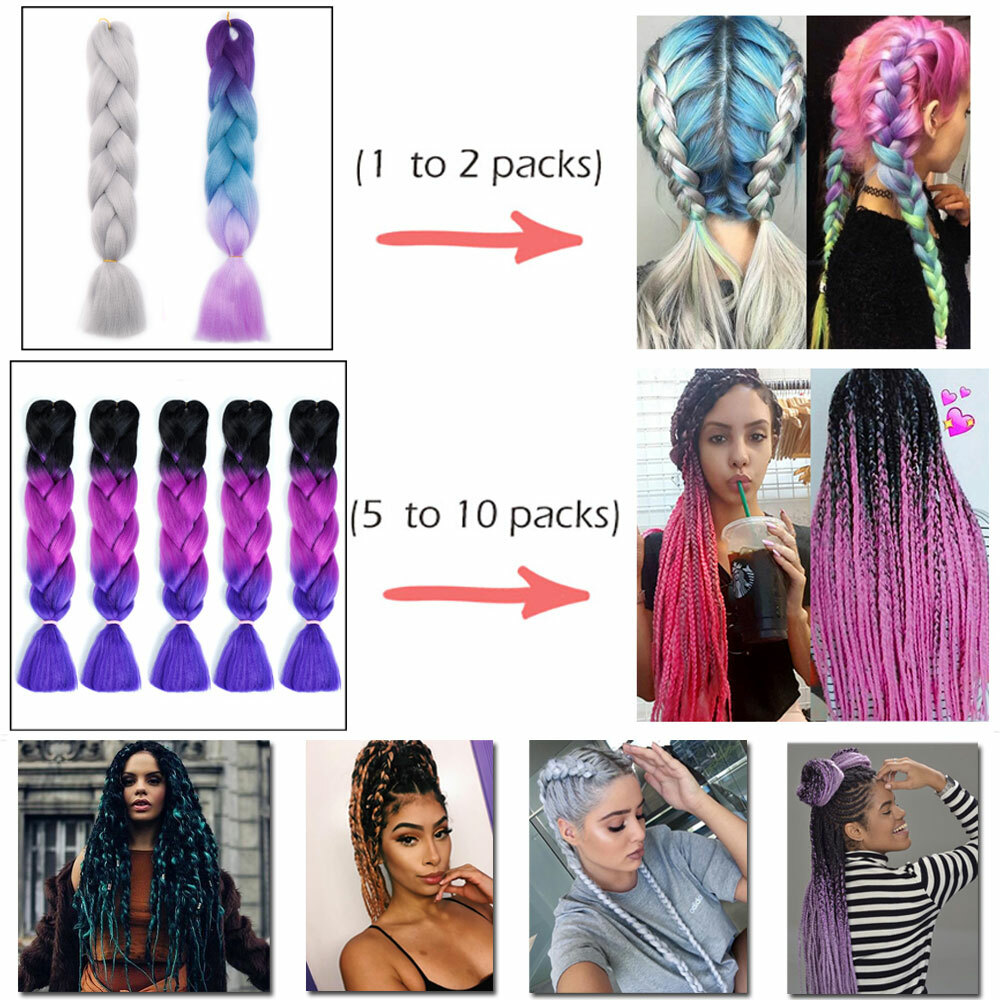 High Quality Box Braids Jumbo Braiding Hair Extensions 24inch Afro Twist Ombre H
