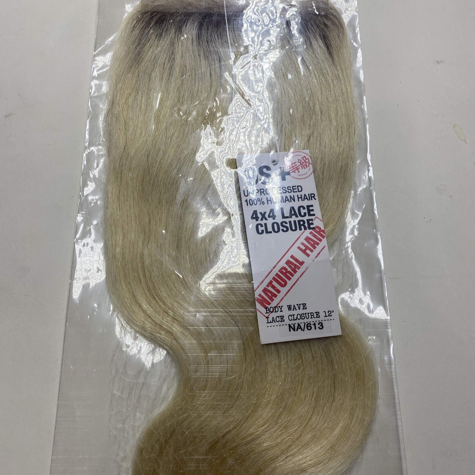 9S+ 100% Unprocessed HUMAN HAIR 4X4 LACE CLOSURE Body Wave 12″_#NA/613