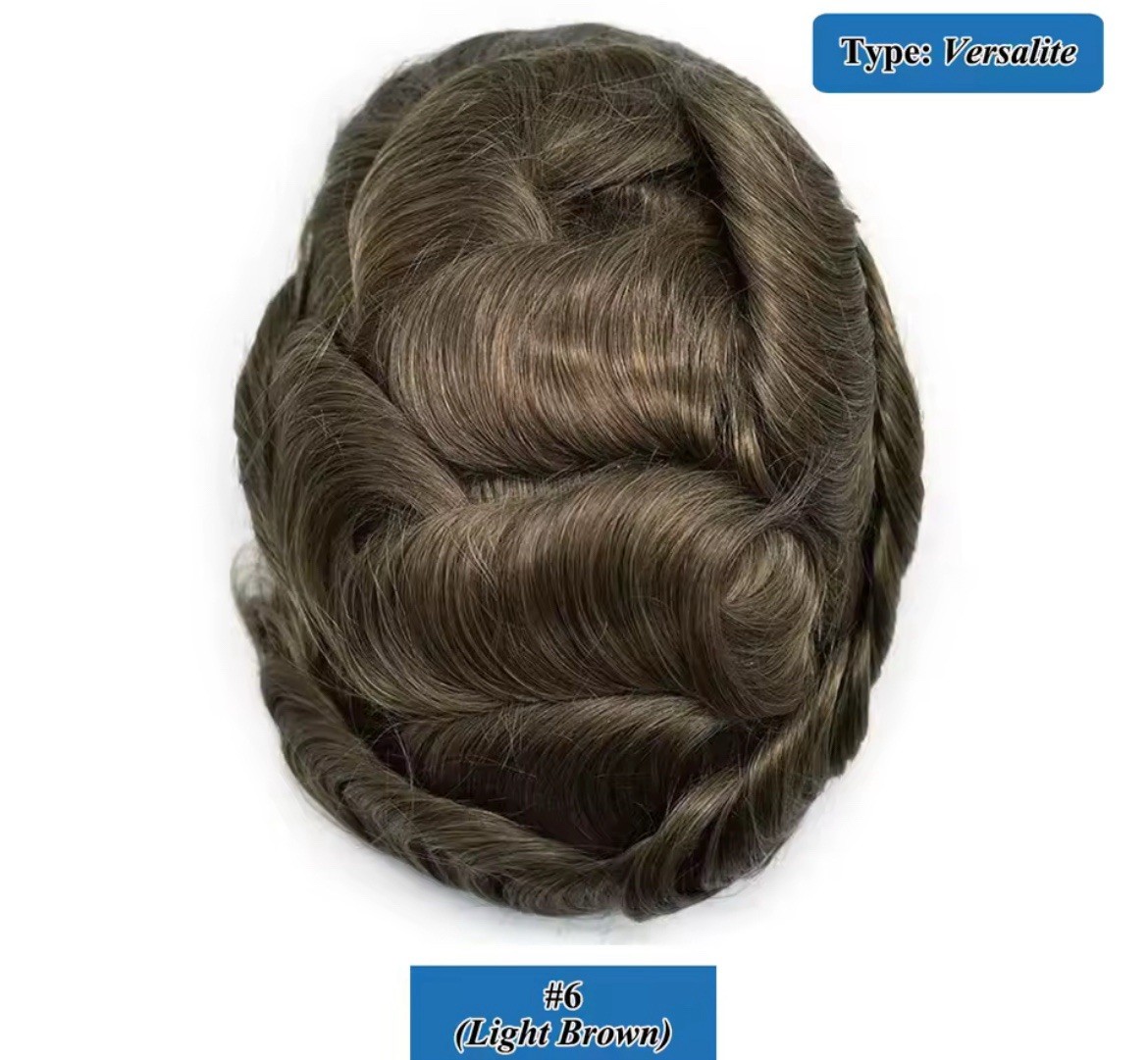 Men’s Human Hair Toupee Hairpiece Lace Front Mono Mono Base Tape-In 10in