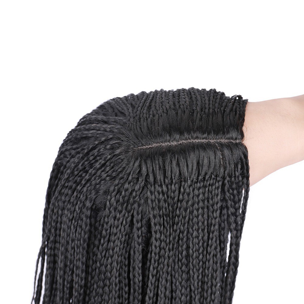 26″ Long Box Braids Wig for Black Women Synthetic Full Braiding Wigs Middle Part