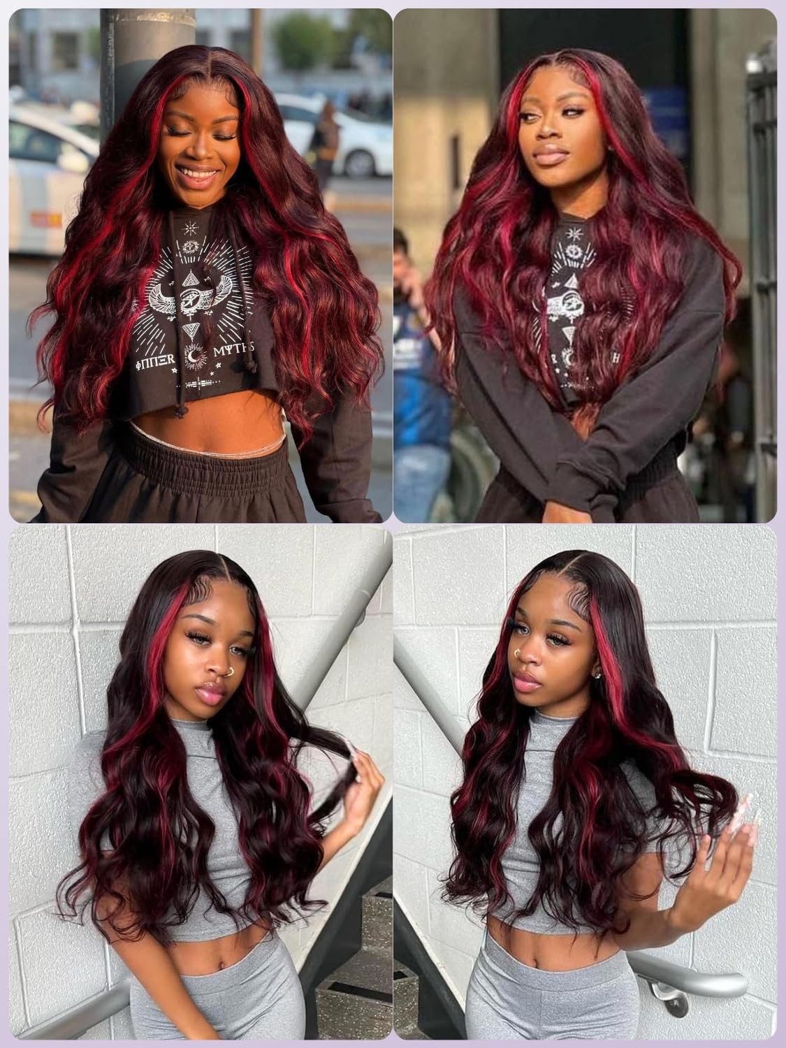 Auroo Burgundy Highlight 2X6 Hd Lace Closure Bundles Body Wave12A Thick Real