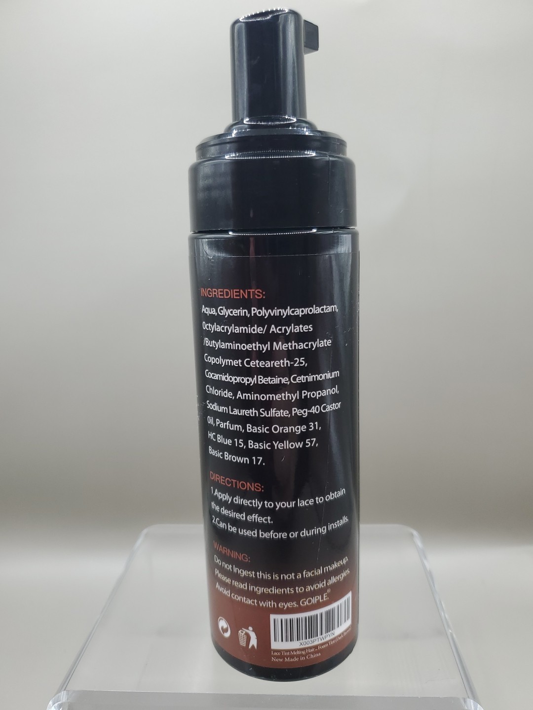 Goiple Hair Care Lace Tint Mousse Natural Look For Lace Wigs Dark Brown 6.8oz
