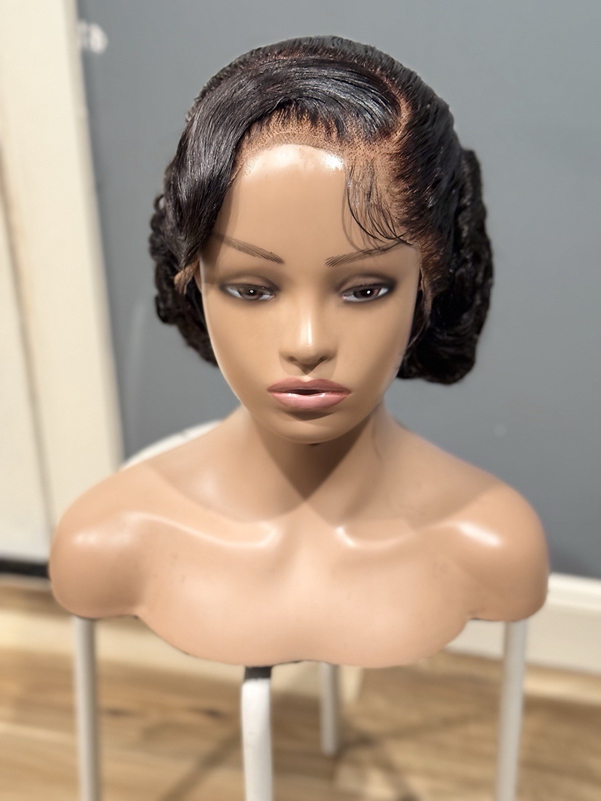 Bridal bun wig. Made on a full lace wig. Black just as pictured