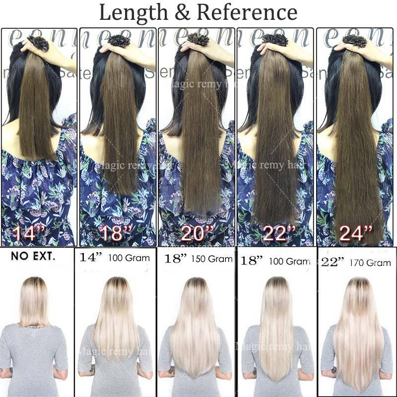 AAA 300S 1g U Nail Tip Keratin Real Human Hair Extensions Pre bonded 18″ 20 22″
