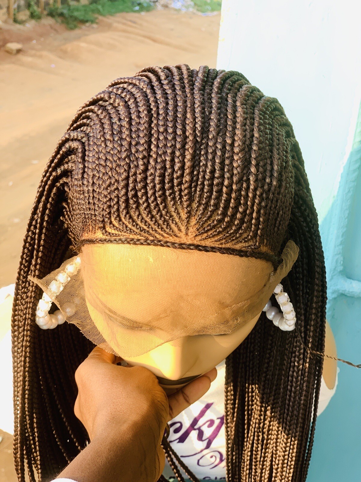 Braided Wig For Black Women, Cornrow Braids On Full Lace Wig, Synthetic Hair