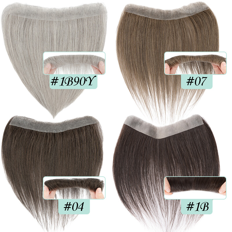 Men Toupee Thin Skin PU 100% Remy Human Hair Frontal Receding Hairline Hairpiece
