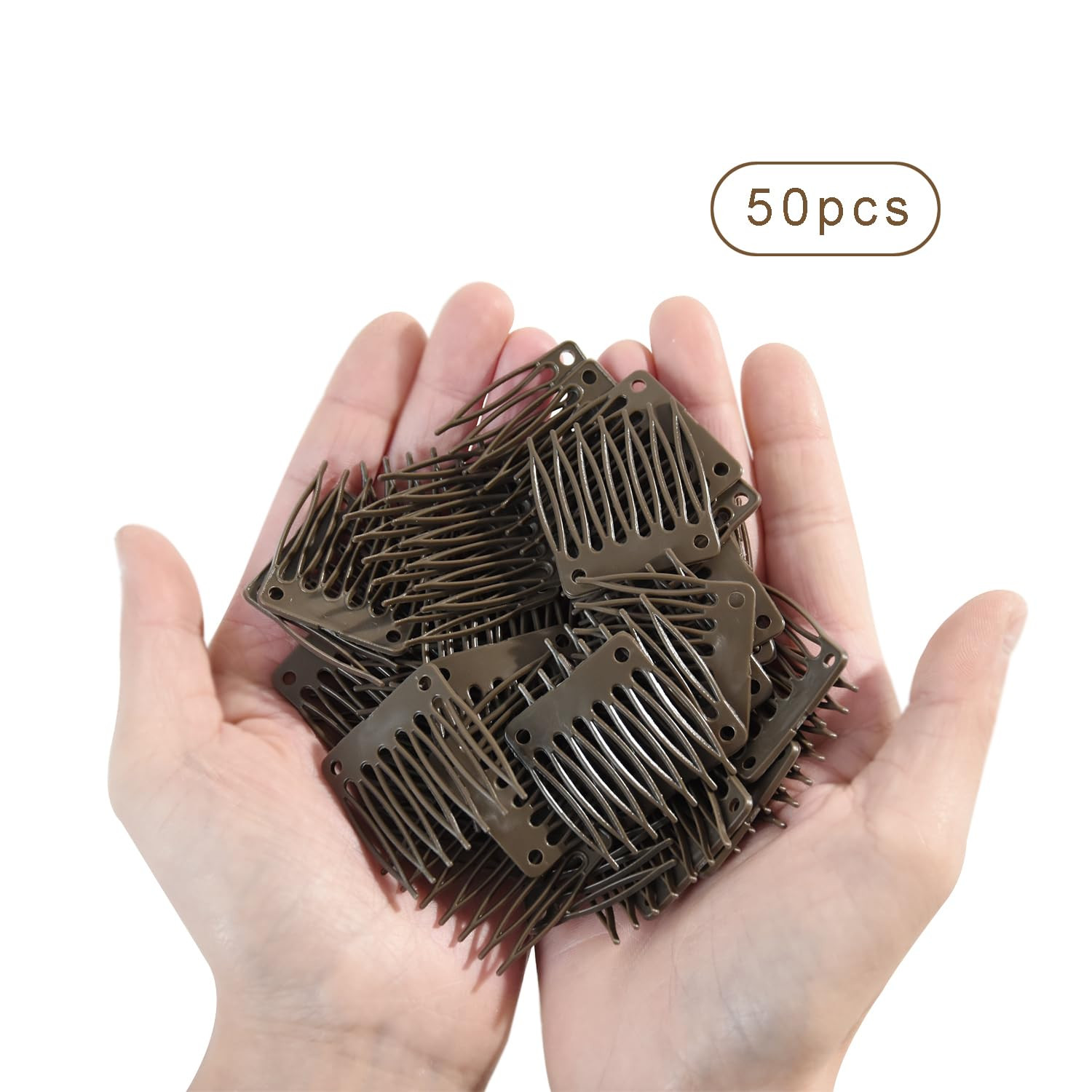 50 PCS Hair Clip Combs for Wigs – 7-Teeth Plastic Combs, Wig Cap Making Accessor