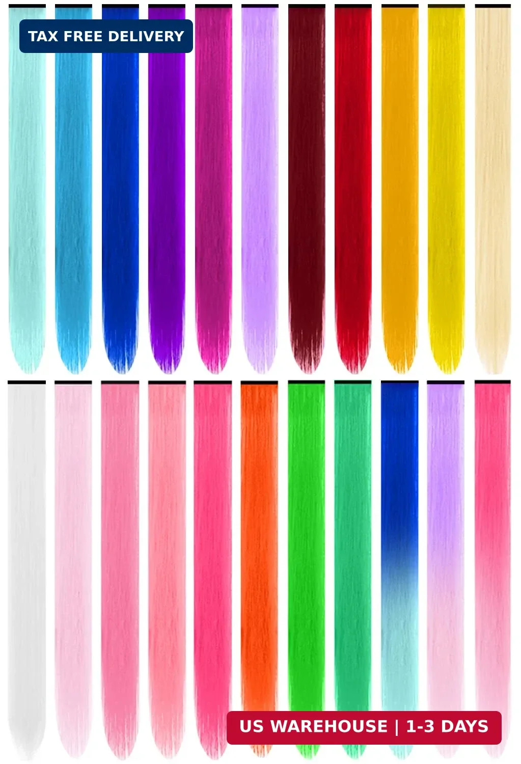 22 Pcs Colored Hair Extensions, Multi-colors Party Highlights Clip in Synthetic